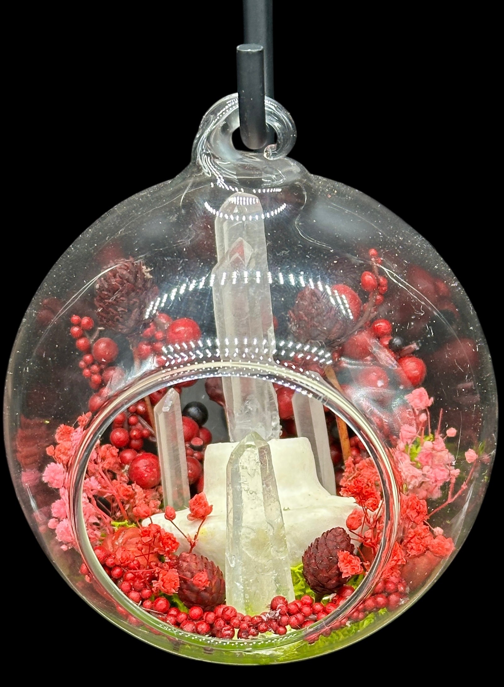 Glass Ornament - Vertebra & Quartz